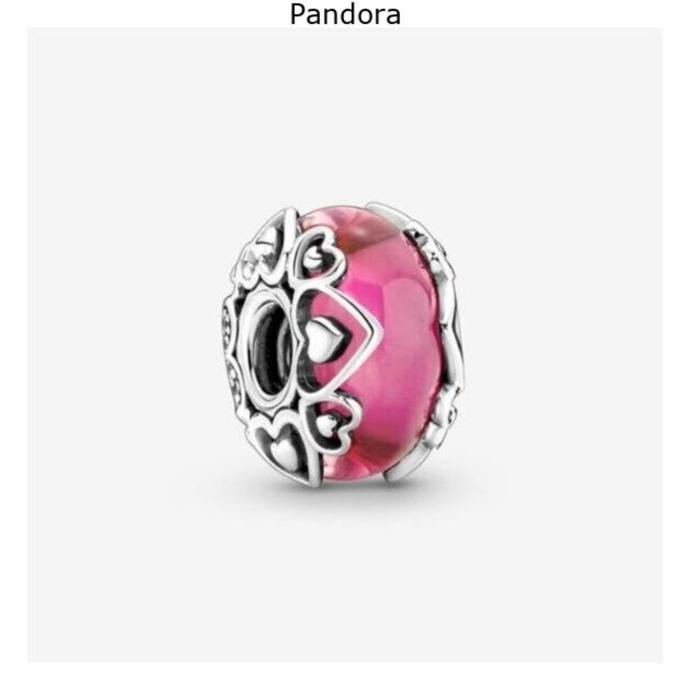 Pandora Reveal Your Love Pink Murano Glass Charm